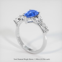 3.04 Ct. Blue Sapphire Ring, 14K White Gold 2