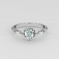1.00 Ct. Bluish Green Sapphire Ring, 14K White Gold 1