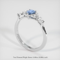 0.73 Ct. Sapphire Ring, 18K White Gold 2