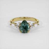 2.01 Ct. Bluish Green Sapphire Ring, 14K Yellow Gold 1