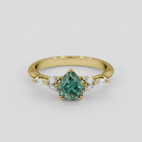 0.95 Ct. Bluish Green Sapphire Ring, 14K Yellow Gold 1