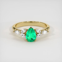 0.76 Ct. Emerald Ring, 18K Yellow Gold 1
