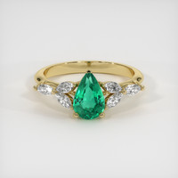 0.97 Ct. Emerald Ring, 18K Yellow Gold 1