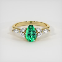 0.95 Ct. Emerald Ring, 18K Yellow Gold 1