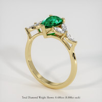 0.95 Ct. Emerald Ring, 18K Yellow Gold 2