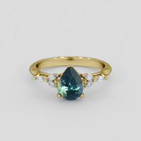 1.44 Ct. Greenish Blue Sapphire Ring, 18K Yellow Gold 1
