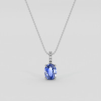 1.64 Ct. Blue Sapphire Pendant, 10K White Gold 1