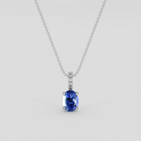 1.27 Ct. Blue Sapphire Pendant, 14K White Gold 1