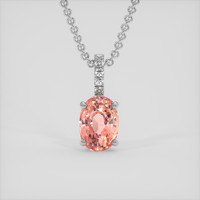 3.02 Ct. Padparadscha Sapphire Pendant, 14K White Gold 1