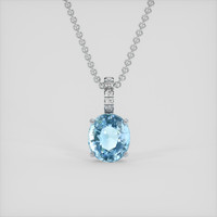 2.39 Ct. Blue Aquamarine Pendant, 18K White Gold 1