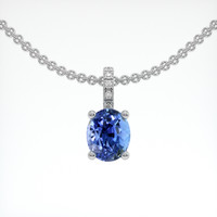 2.01 Ct. Blue Sapphire Pendant, 18K White Gold 1