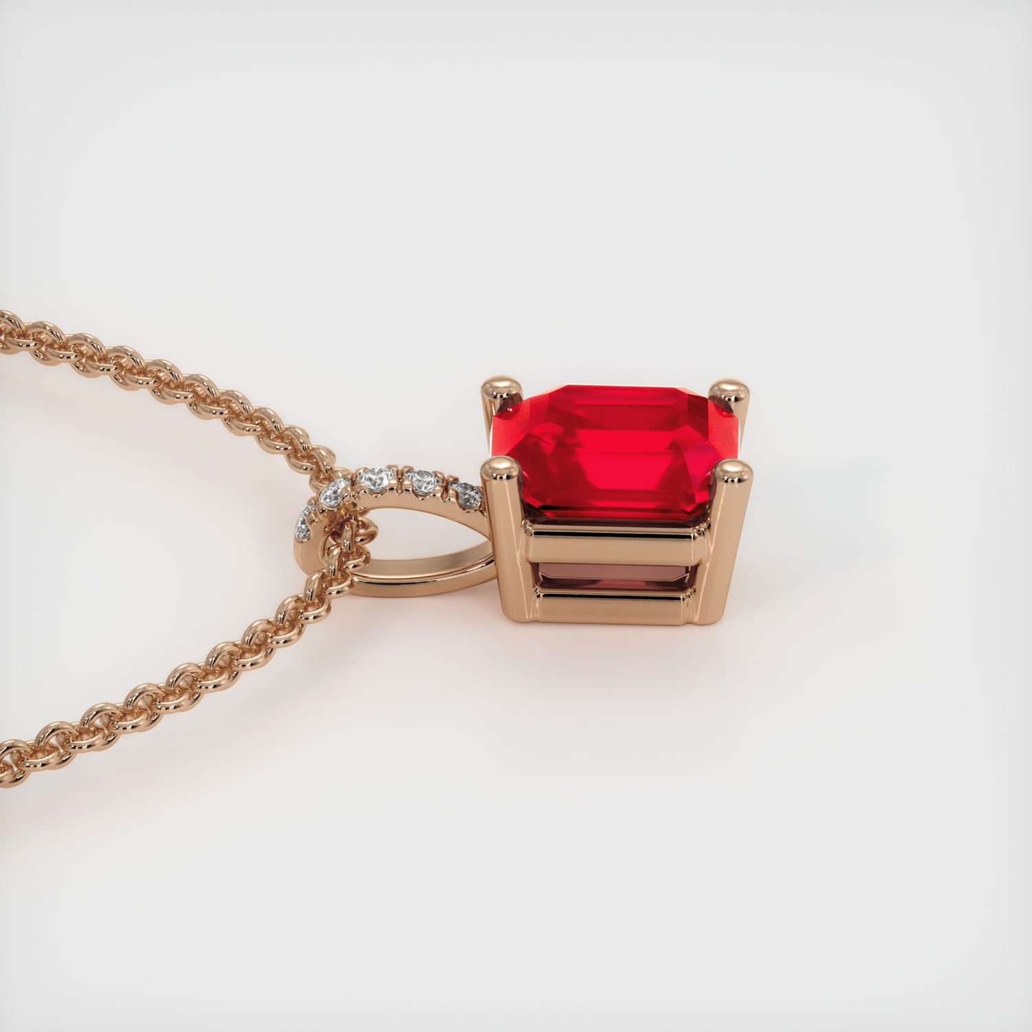 密镶 Ruby 吊坠 1.14 Ct., 14K 玫瑰金 黄金