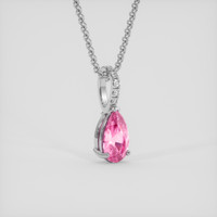 1.38 Ct. Pink Sapphire Pendant, 18K White Gold 2