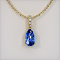 1.13 Ct. Blue Sapphire Pendant, 14K Yellow Gold 1