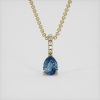 1.12 Ct. Blue Sapphire Pendant, 14K Yellow Gold 1
