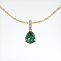 1.23 Ct. Greenish Blue Sapphire Pendant, 14K Yellow Gold 1