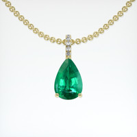 3.02 Ct. Emerald Pendant, 18K Yellow Gold 1