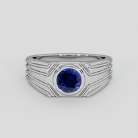 0.84 Ct. Blue Sapphire Ring, 14K White Gold 1