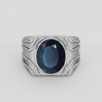 7.27 Ct. Blue Spinel Ring, 18K White Gold 1