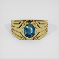 3.02 Ct. Greenish Blue Sapphire Ring, 14K Yellow Gold 1