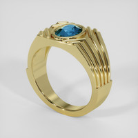 3.02 Ct. Greenish Blue Sapphire Ring, 18K Yellow Gold 2