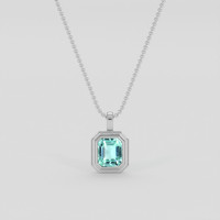 1.00 Ct. Bluish Green Beryl Pendant, Silver 1