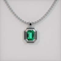 1.56 Ct. Emerald Pendant, 18K White Gold 1