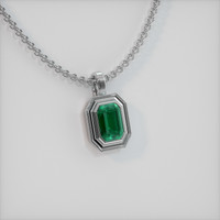 1.56 Ct. Emerald Pendant, 18K White Gold 2