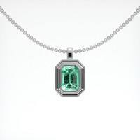 1.10 Ct. Emerald Pendant, 18K White Gold 1