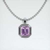 1.41 Ct. Purplish Pink Sapphire Pendant, 18K White Gold 1