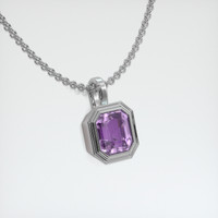1.41 Ct. Purplish Pink Sapphire Pendant, 18K White Gold 2