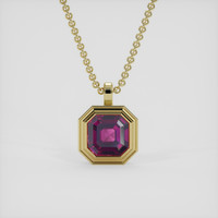 3.03 Ct. Purplish Red Rhodolite Garnet Pendant, 14K Yellow Gold 1