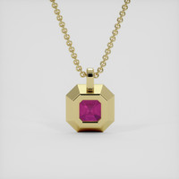 3.03 Ct. Purplish Red Rhodolite Garnet Pendant, 14K Yellow Gold 4