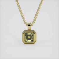 0.98 Ct. Yellowish Green Tourmaline Pendant, 14K Yellow Gold 1