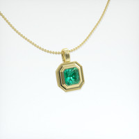 0.93 Ct. Emerald Pendant, 18K Yellow Gold 2