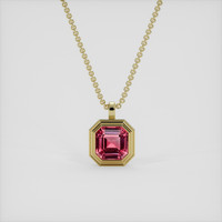 3.16 Ct. Pinkish Red Rubellite Tourmaline Pendant, 18K Yellow Gold 1