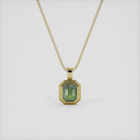 1.55 Ct. Green Sapphire Pendant, 18K Yellow Gold 1