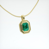 1.08 Ct. Emerald Pendant, 18K Yellow Gold 2