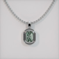 1.54 Ct. Bluish Green Sapphire Pendant, 18K White Gold 1