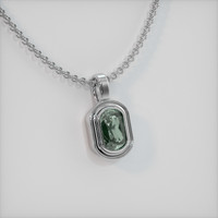 1.54 Ct. Bluish Green Sapphire Pendant, 18K White Gold 2