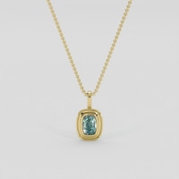 2.29 Ct. Bluish Green Sapphire Pendant, 14K Yellow Gold 1