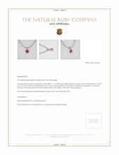 Ruby Pendant 1.19 Ct., 18K White Gold Appraisal