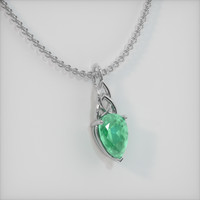 1.31 Ct. Emerald Pendant, 18K White Gold 2