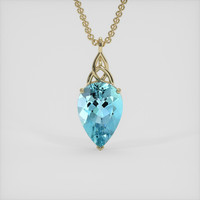 7.48 Ct. Blue Aquamarine Pendant, 18K Yellow Gold 1