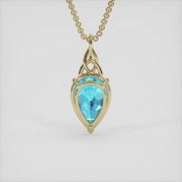 7.48 Ct. Blue Aquamarine Pendant, 18K Yellow Gold 4