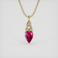 0.48 Ct. Pinkish Red Ruby Pendant, 18K Yellow Gold 1
