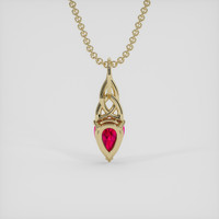 0.48 Ct. Pinkish Red Ruby Pendant, 18K Yellow Gold 4