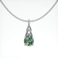 0.78 Ct. Green Sapphire Pendant, 18K White Gold 1
