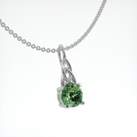 0.78 Ct. Green Sapphire Pendant, 18K White Gold 2