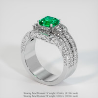 1.42 Ct. Emerald Ring, Platinum 950 2